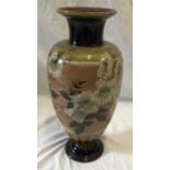 A Royal Doulton Stoneware Baluster vase by Florence C Roberts circa 1886-1914 of a two tone floral