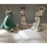 Coalport group of three figurines, True Love CW547 Ltd Edition 4532 of 12500 23cms h, Eugenie