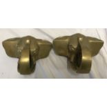 Pair of brass elephant head bar rail holders, 21cms w x 19cms d x 13cms h.Condition