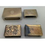 Four hallmarked silver match box covers of various dates and makers to include Reynolds Angels and