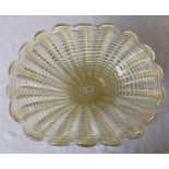 A Murano glass white laced shell shaped bowl. 14cms h x 31cms w.Condition ReportVery good