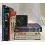 A collection of 8 books relating to Motor Racing and Formula One together with a box of 4 Formula