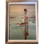 RAYMOND LEECH RMSA oil on board "A Little Shrimper" signed lower left. 29cms x 21 cms.Condition