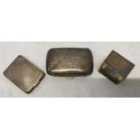 A hall marked silver cigarette case H.M. Birmingham 1930, a matchbox case W. N. Ltd Birmingham