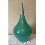 A large Archimede Seguso Murano green/turquoise vase complete with original label to base. 58cms h.