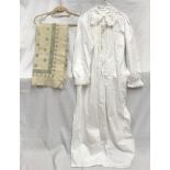 An Irish handmade long cotton nightshirt, length approx. 134cm across shoulders approx. 36cm