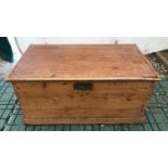 A pine tool chest box, 71cms w x 42cms d x 32cms h.Condition ReportBreak to the beading at top front