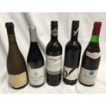 Five bottles of wine, Cuvee Edmond Lancerre 1991 750ml, Cotes Du Rhone Reserve des Dentelles