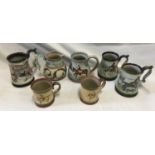 A selection of Denby pottery with hunting themes, all signed to the base Glyn Colledge to include