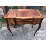 Beechwood ladies desk/dressing table on cabriole legs with mirror to the middle. 73cm w , 41cm deep,