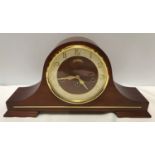 Rapport wood cased mantle clock. Westminster chime, Emil Schmeckenbecher movement. 22cm h x 43cm w.