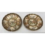 A pair of Japanese Satsuma Meiji side plate saucers 16cms d and signed to the base.Condition