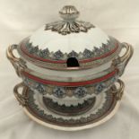 A Victorian lidded tureen on a plate stand. J. & M.P. & Co Ltd. Bracelet design. Stands on plate