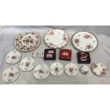 Royal Crown Derby selection. Decorative plates including a Royal Pinxton Roses 26cm d, three other