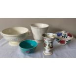 A selection of ceramics to include a Wedgwood planter, a Wedgwood pedestal bowl, a Baker and Co