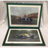 Two Gerald Coulson formula racing car prints signed by artist, Damon's First - Hungary 1993 artist