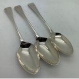 Three hallmarked silver dessert spoons by the Lias family, one Georgian 1824 by John and Henry and