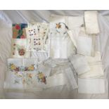 A selection of cotton needlework and crocheted table linen.Condition ReportSome staining but