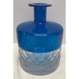 A Waterford crystal and azure glass vase. 19.5cms h x 14cms w.Condition ReportVery good condition,