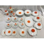 Thomas Germany orange floral patterned tea and dinner wear to include 27 piece tea set, teapot,