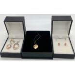 Modern jewellery to include a 9ct gold heart locket and chain 1.4gms together with a silver and