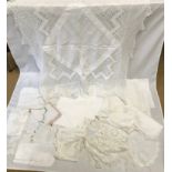 Selection of cotton tablecloths and crochet worked table linen.Condition ReportSome crochet linen