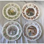 Royal Doulton "Brambly Hedge" set of Four Season plates. Jill Barklem design 1982. 20.5cms d.