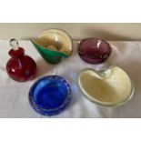 Five pieces of Murano glass, including a perfume bottle and stopper 12.5cms.Condition ReportAll in