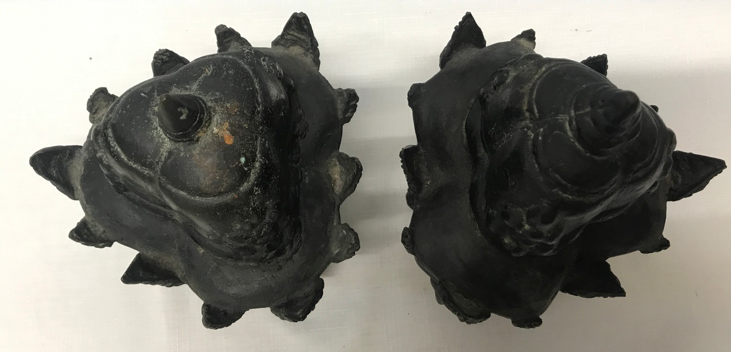 Pair of Tibetan bronze three headed busts 21cm h x 15cm w.Condition ReportMinor holes and - Image 7 of 11