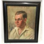 Framed oil painting of a portrait of a Gentleman signed V.F Salez 1925 Malta. Picture size 47cms h x