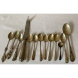 Various hallmarked silver spoons 96.6gms together with a hallmarked silver handled grapefruit