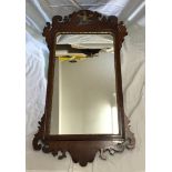 A 19thC mahogany framed wall mirror, frame size 50 w x 94cms h. Mirror size 34 w x 60cms h.Condition