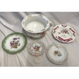 A collection of four ribbon plates to include a present from Warblethorpe 22.5cm w, one with a