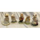 Five Royal Doulton Brambly Hedge figures to include : Poppy Eyebright DBH 1, Old Mrs Eyebright DBH