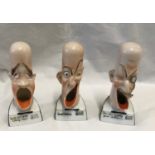 Three novelty singing head ashtray to include "Sweet Adeline", " By the light of the silvery