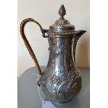 London silver coffee pot with basket weave handle Geo. Pence 23cm h, 539gCondition ReportGood cond.