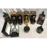 A collection of nine empty Glenfiddich whisky decanters to include three jugs, Bonnie Prince Charli