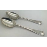 Two hallmarked silver tablespoons both bottom marked, one London 1761 probably Robert Perth the