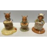 Three Royal Doulton Brambly Hedge figures to include : Mr Saltapple DBH 39, Dusty's Buns DBH 51