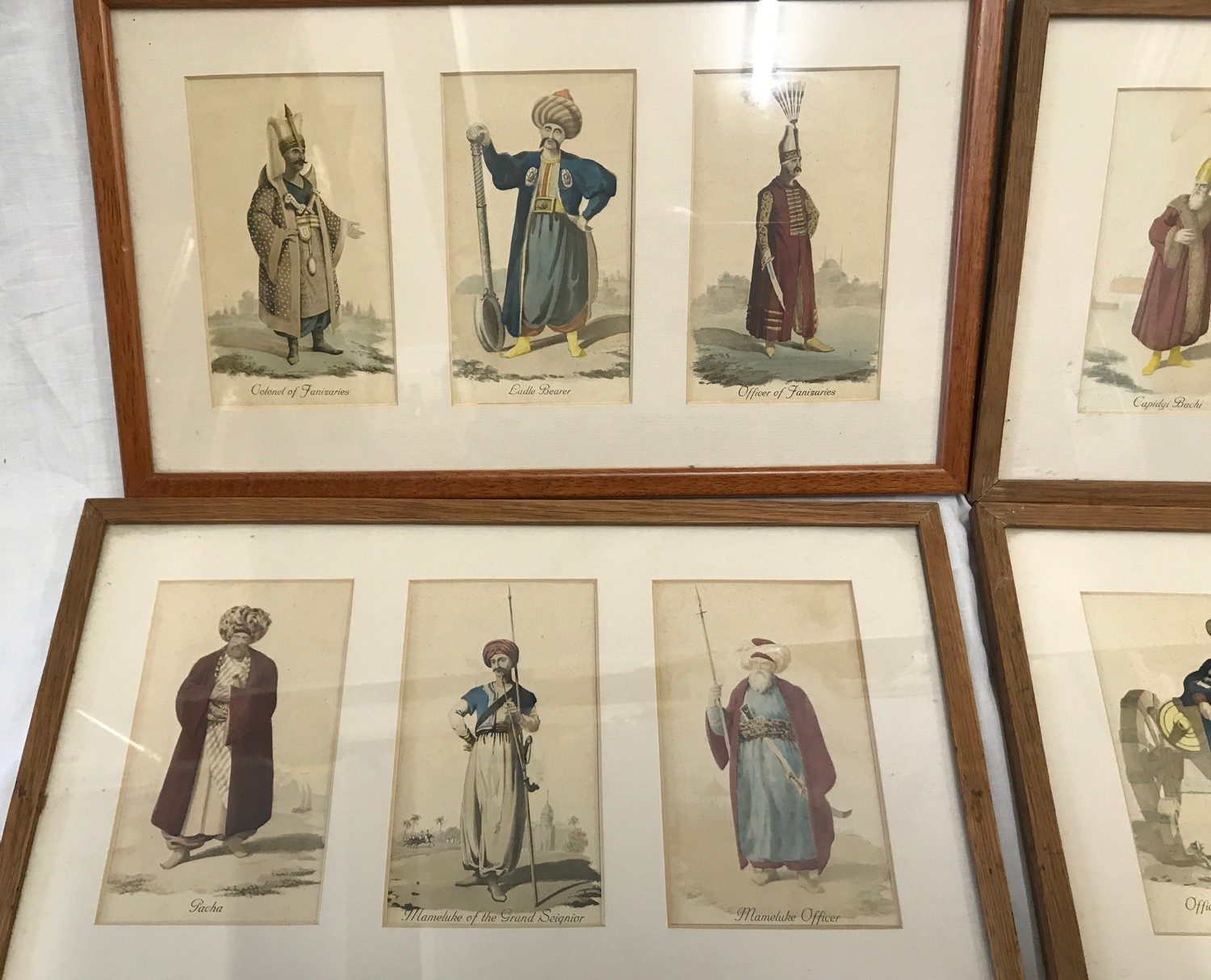 Set of four framed coloured prints, Military dress of the World, three prints to each frame, size of - Image 2 of 4