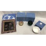Wedgwood selection to include a Prunus square tray 20cm, a Clio circular box 7.5cm d, a small