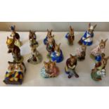 Fourteen Royal Doulton Bunnykins figures to include Storytime, Tally Ho, Sleepytime, Grandpa's