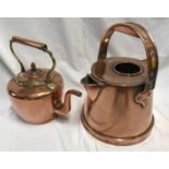 Bulpitt and sons Birmingham large copper barge kettle stamped 1915, base width 27.5cms and height