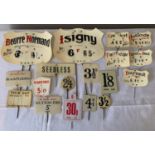 A quantity of French and English vintage grocery signs, 18 in total.Condition ReportThree with