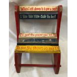 Childs painted wooden folding stool/chair 32cms w, height to seat 18cms.Condition ReportPaint
