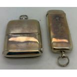 Two hallmarked silver vesta cases with sovereign holders to base. Birmingham 1900 A & J Zimmerman