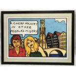 A framed and mounted signed limited edition 33/100 "Holiday in the Sun" by Jamie Reid (b.1947)