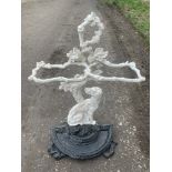 A painted cast iron stick stand of gundog and oak tree. 70cms h x 41cms w.Condition ReportNo