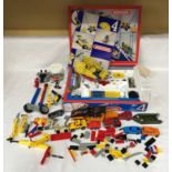 Meccano set number 4, boxed, assorted Lego pieces and plastic vehicles, playworn.Condition