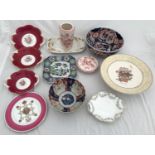 A quantity of pottery to include Coalport trio of dishes, largest 25cms w, Bossano asparagus dish,